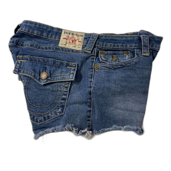 Vintage Y2K True Religion Joey Low Rise Cut Off Denim Shorts, Size 32- Size 14 - Picture 1 of 13